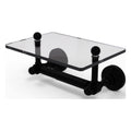 Black Matte Two Post Toilet Tissue Holder with Glass Shelf K211741