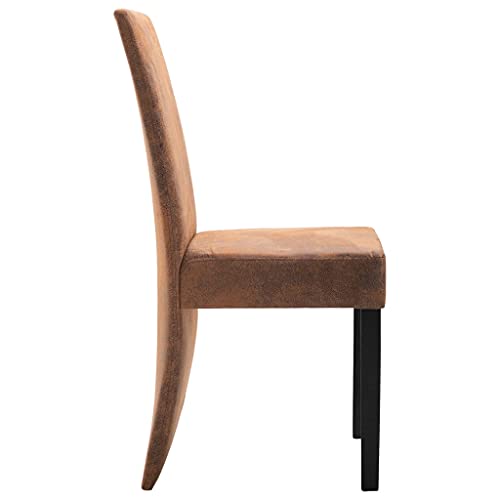 Brown Faux Suede Leather Dining Chairs 4 pcs L364