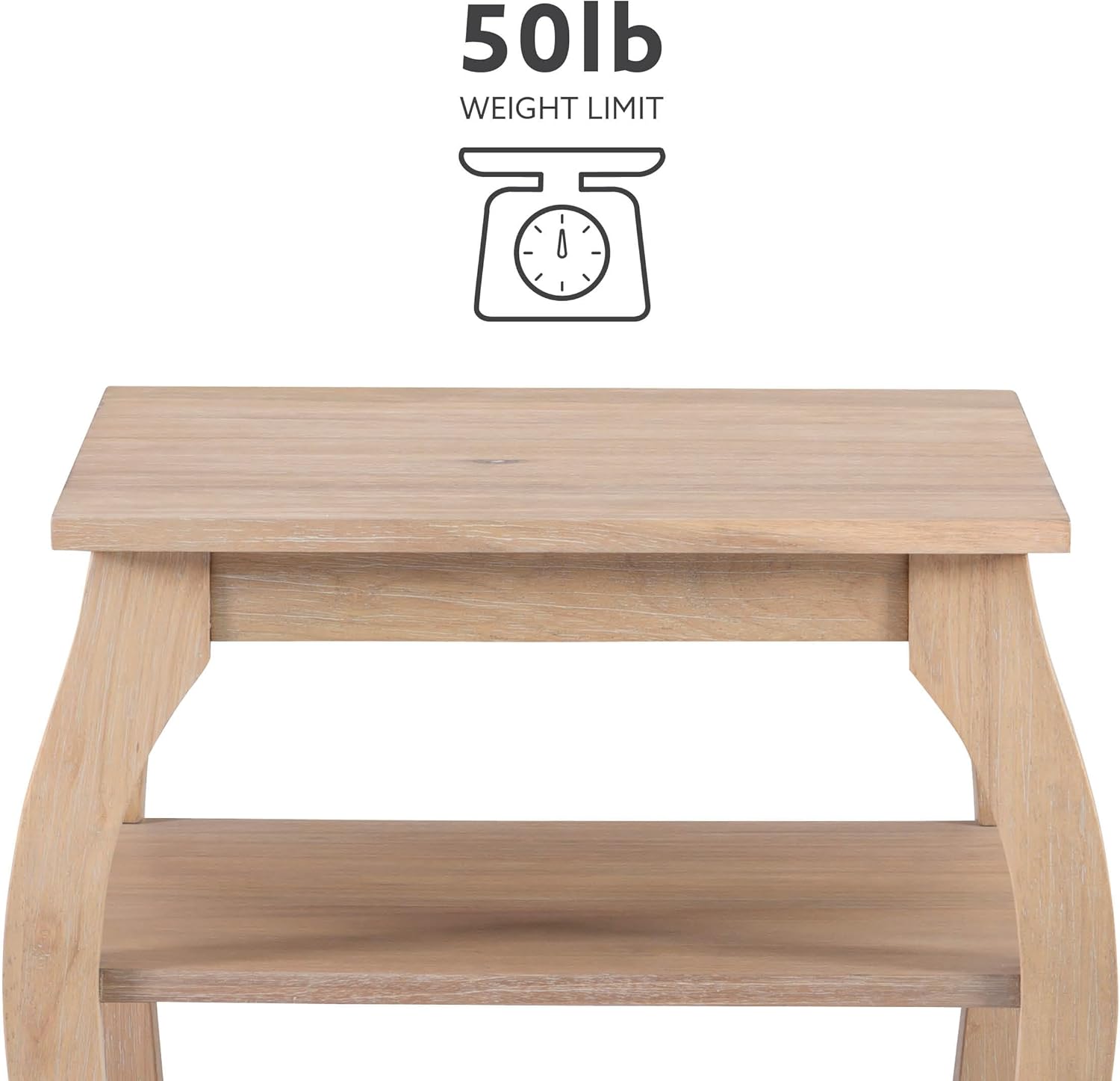Natural Wooden Side Table with Curved Legs and Two Display Shelves Z852