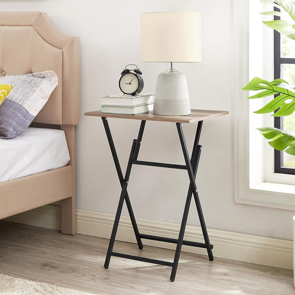 Rustic Brown Black TV Tray Table 2-Piece Portable Tables R212