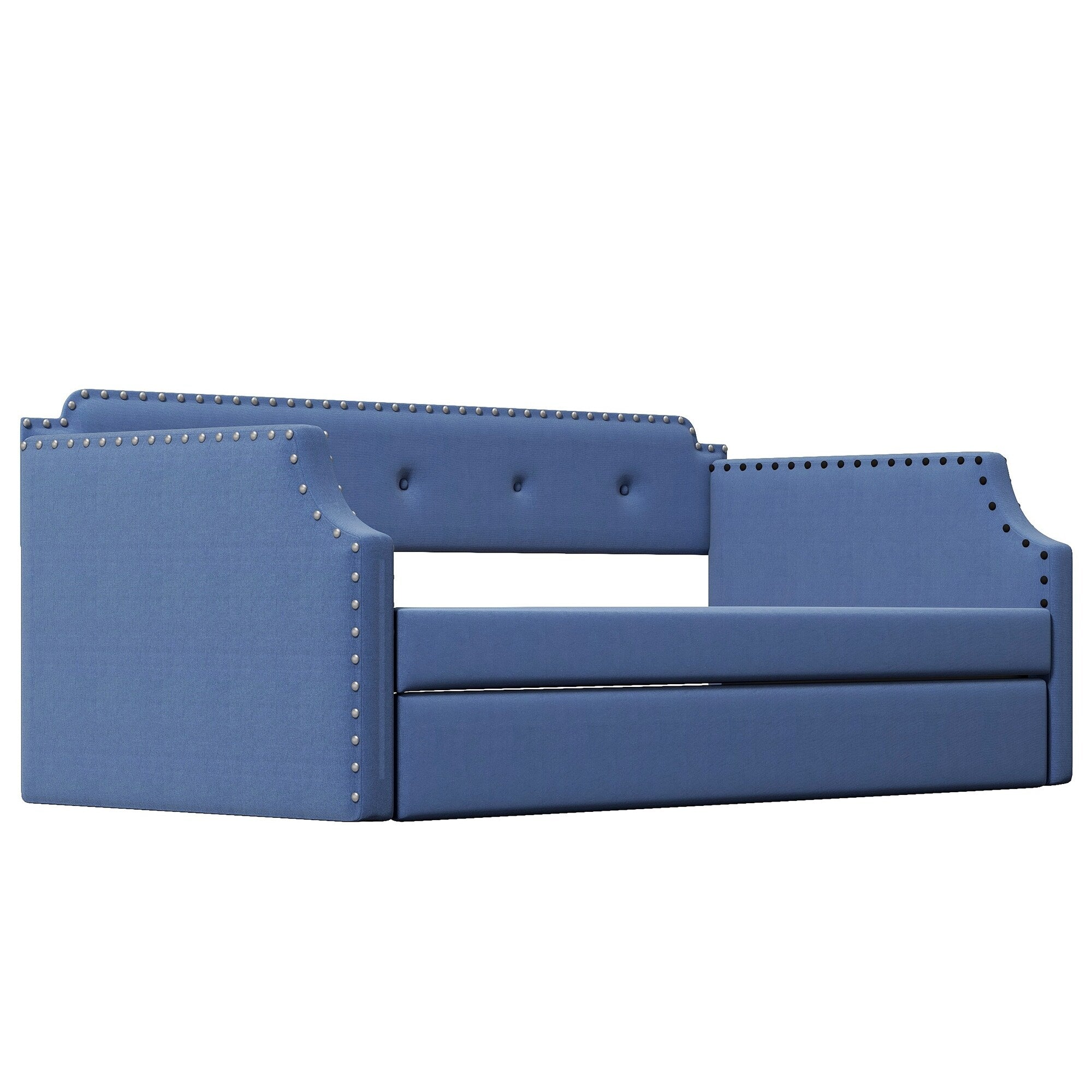 Twin Size Upholstered Daybed with Trundle Blue I491