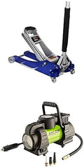 12-volt Compressor and 2-Ton Quick Rise Aluminum Floor Jack with Dual Pump Pistons & Reinforced Lifting Arm G772