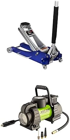 12-volt Compressor and 2-Ton Quick Rise Aluminum Floor Jack with Dual Pump Pistons & Reinforced Lifting Arm G772