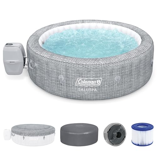 Grey Large Round Inflatable Hot Tub with 180 AirJets and EnergySense Cover Y68296