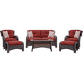 6-Piece Wicker Outdoor Conversation Set, Crimson Red Q21132
