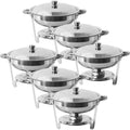 5 Qt Stainless Steel Round Chafing Dish Buffet Set 6 Pack H31766