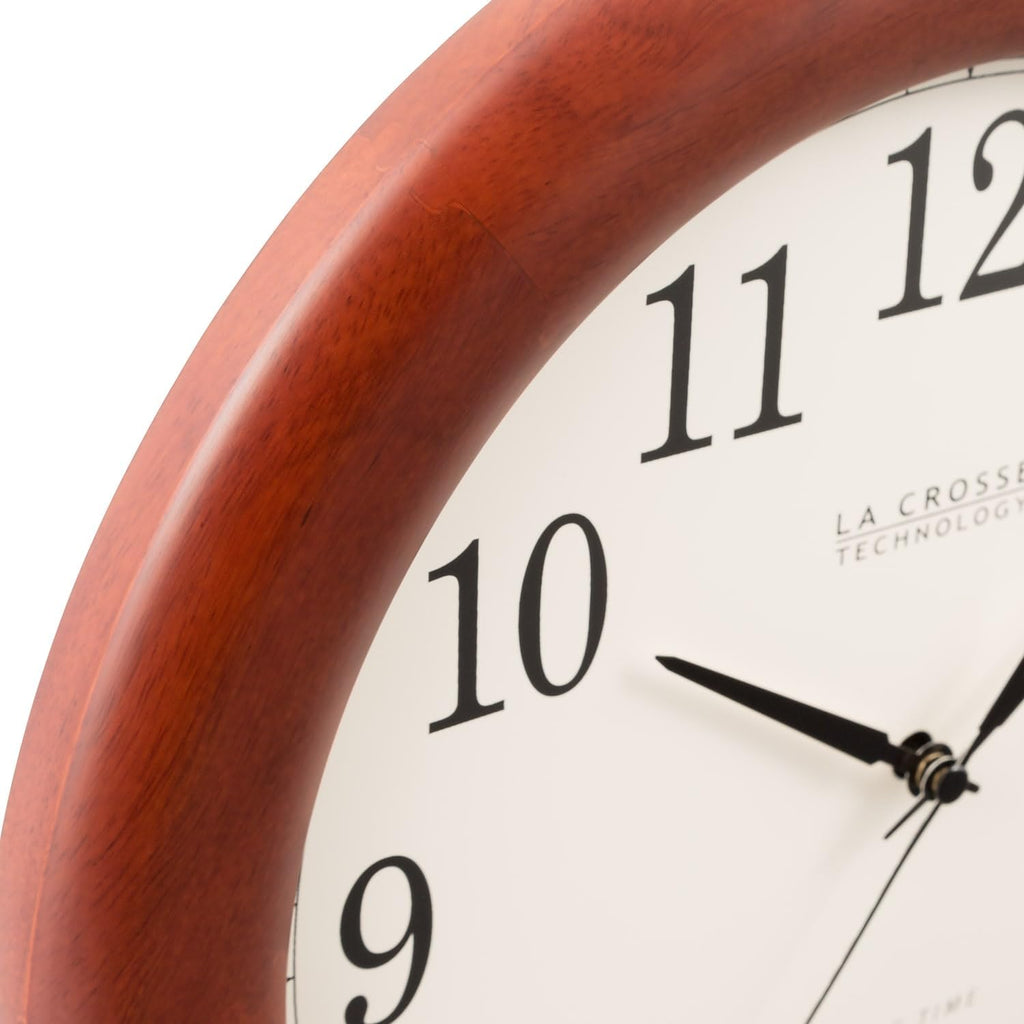12.5 Inch Cherry Wood Atomic Analog Clock L3336