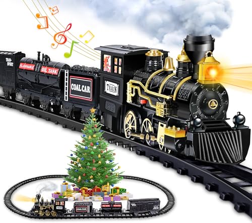 Electric Train Toy with Steam Locomotive, Tracks, Lights & Sound O774