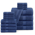 16 Piece 100% Cotton Black Bath Towel Set with 4 Bath Towels, 4 Hand Towels, 8 Wash Cloths G1437
