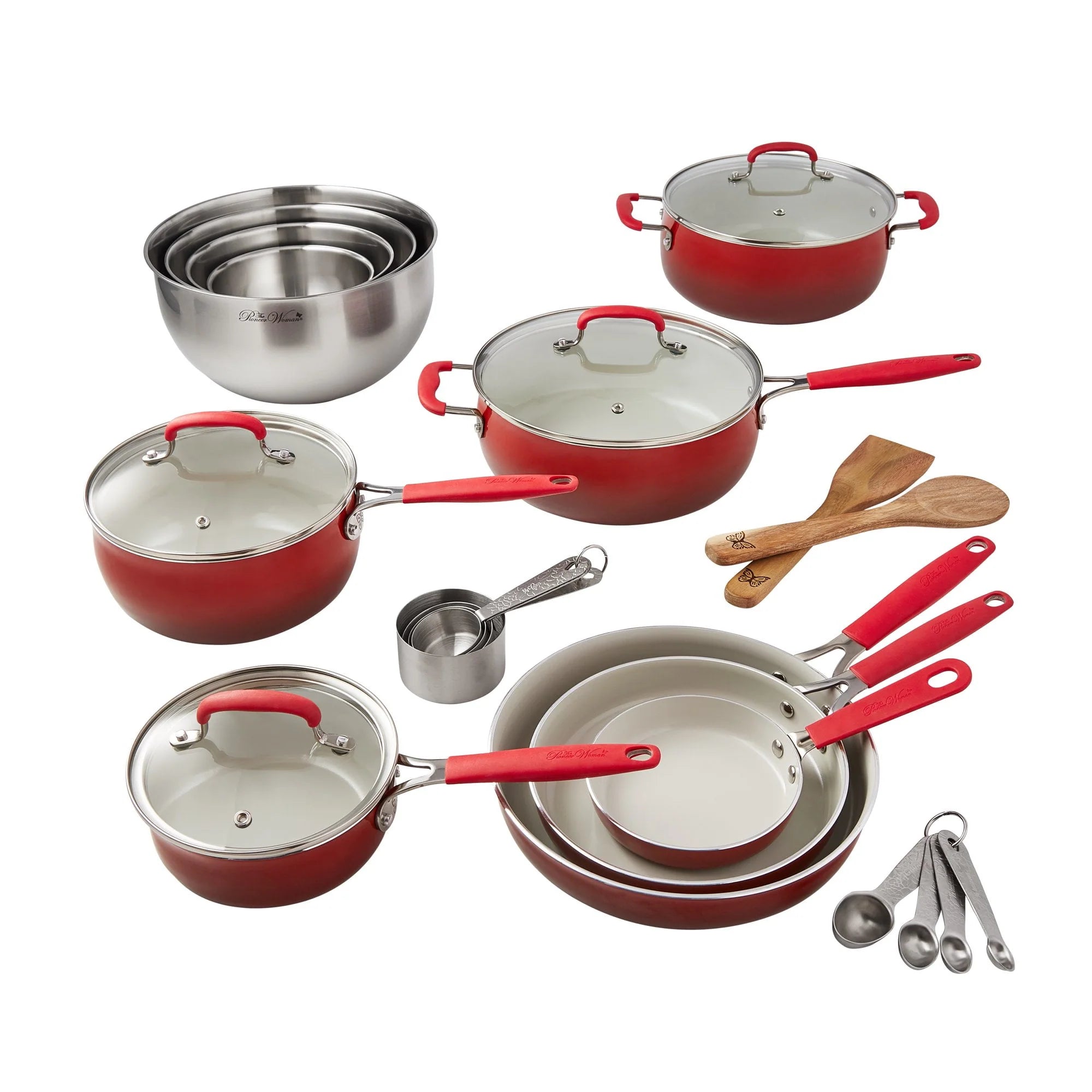 25 Piece Ceramic Nonstick Aluminum Cookware Set S956