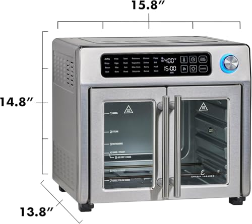 Extra Large French Door Air Fryer Toaster Oven Combo, Stainless Steel, 26QT Capacity B705518
