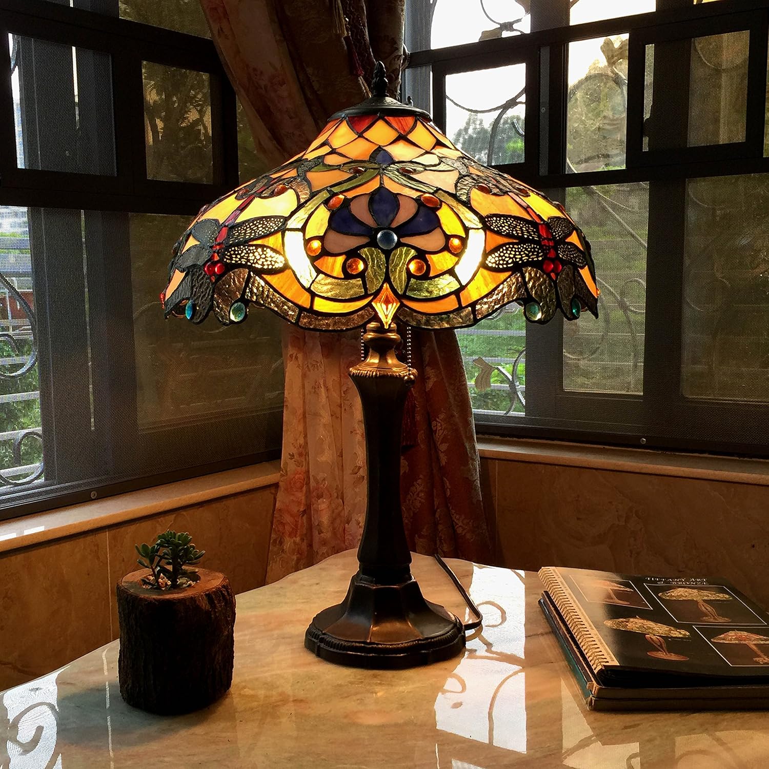 2 Light Dragonfly Table Lamp 17" Shade E3140