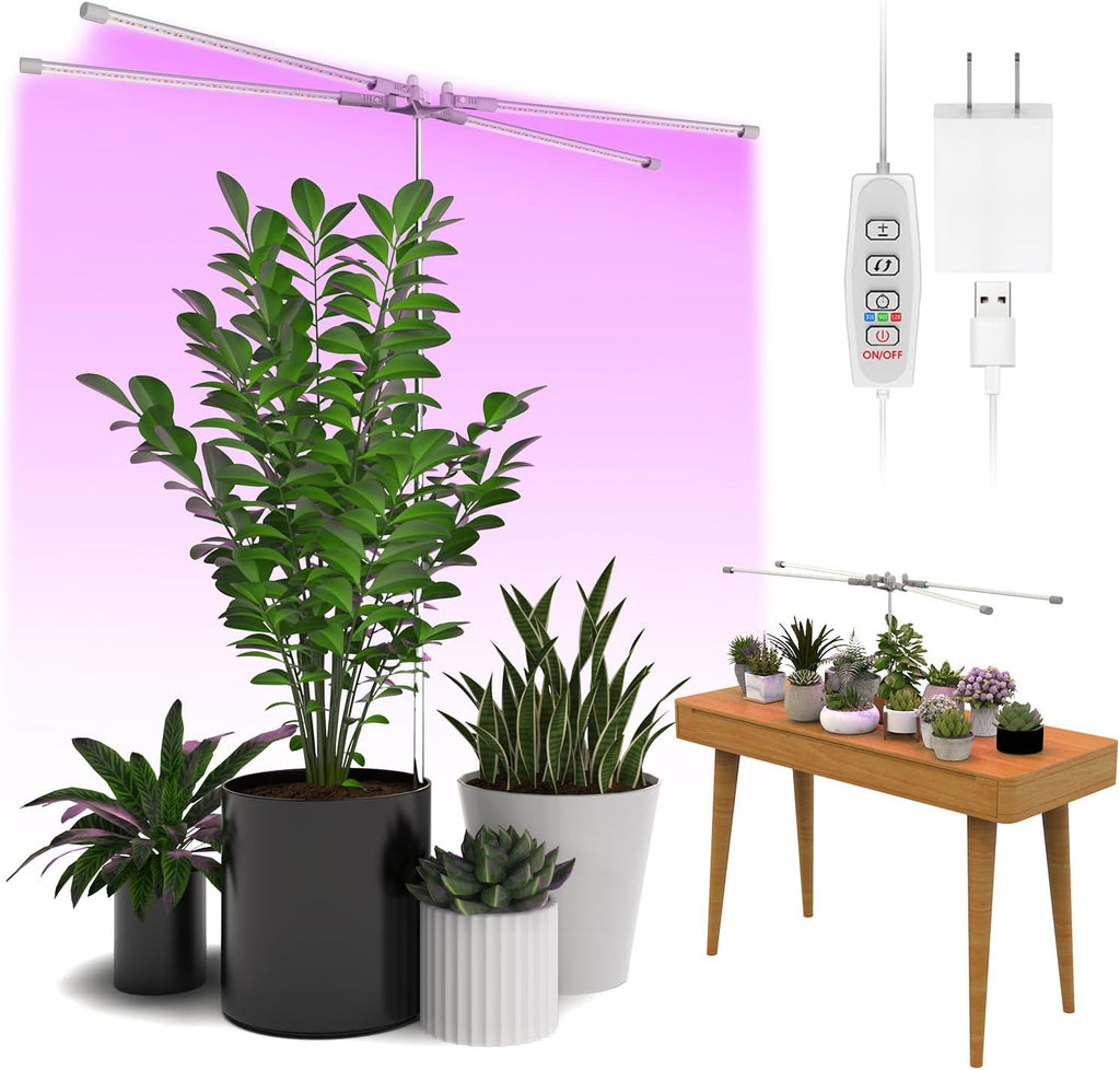 Full Spectrum Grow Light with Height Adjustable Plant Stand O89946