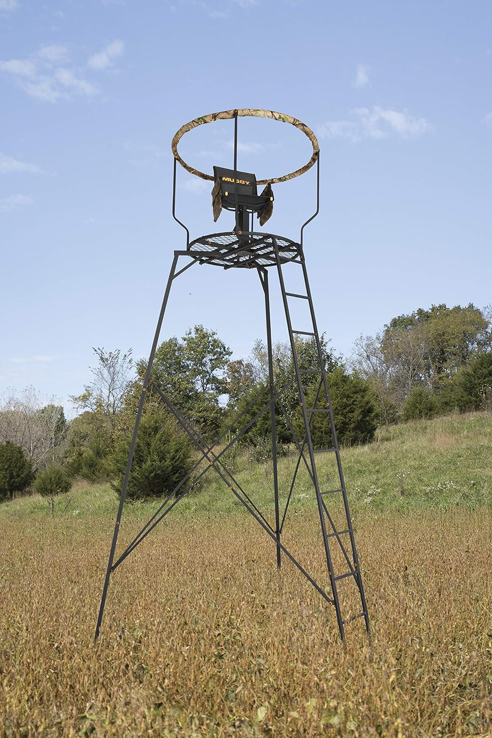 16 Foot Single Seater Foldable Outdoor Hunting Tripod Stand with 2 Detachable Gear Bags H74113