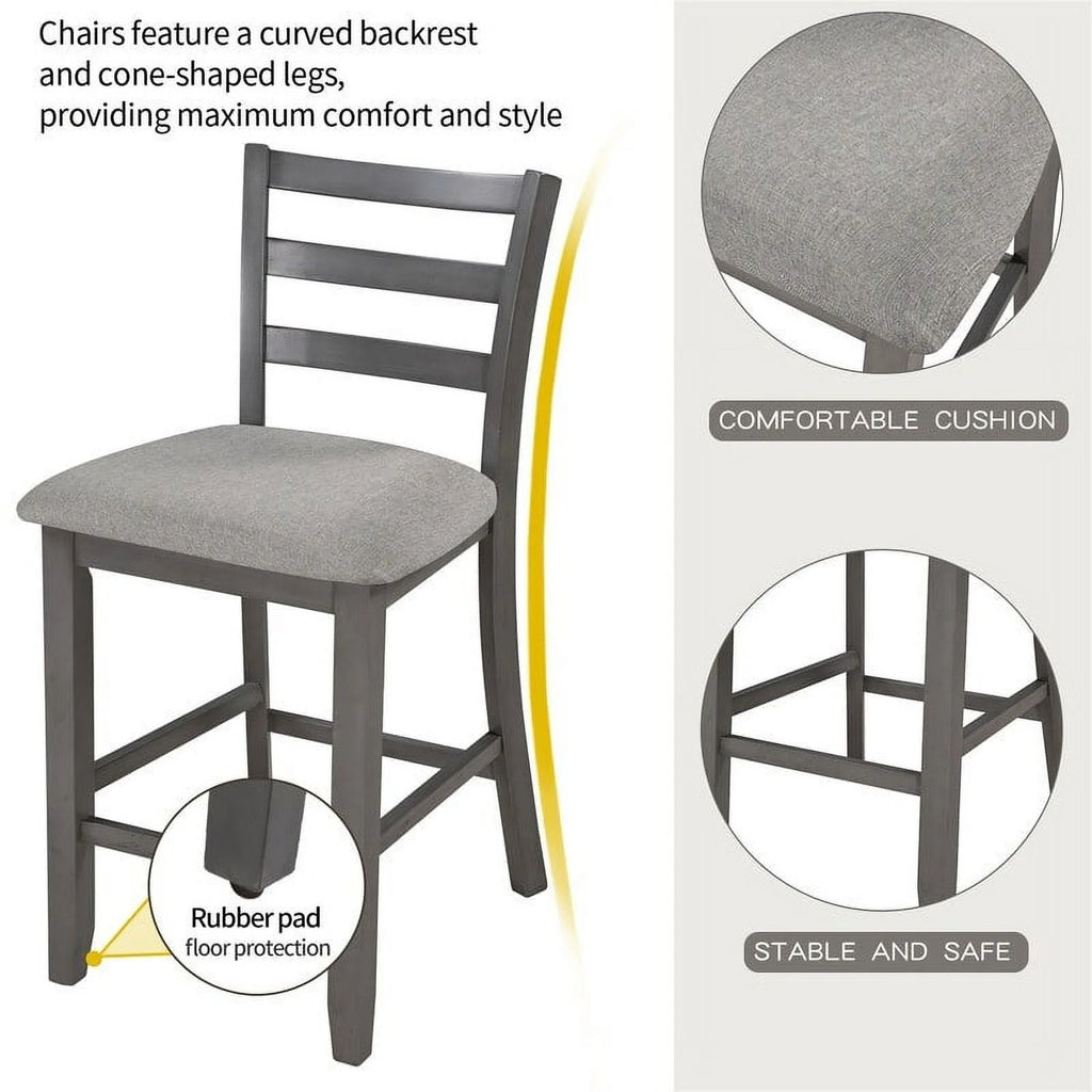 Espresso Square Dining Table Set of 4 with 4 Upholstered Chairs P538