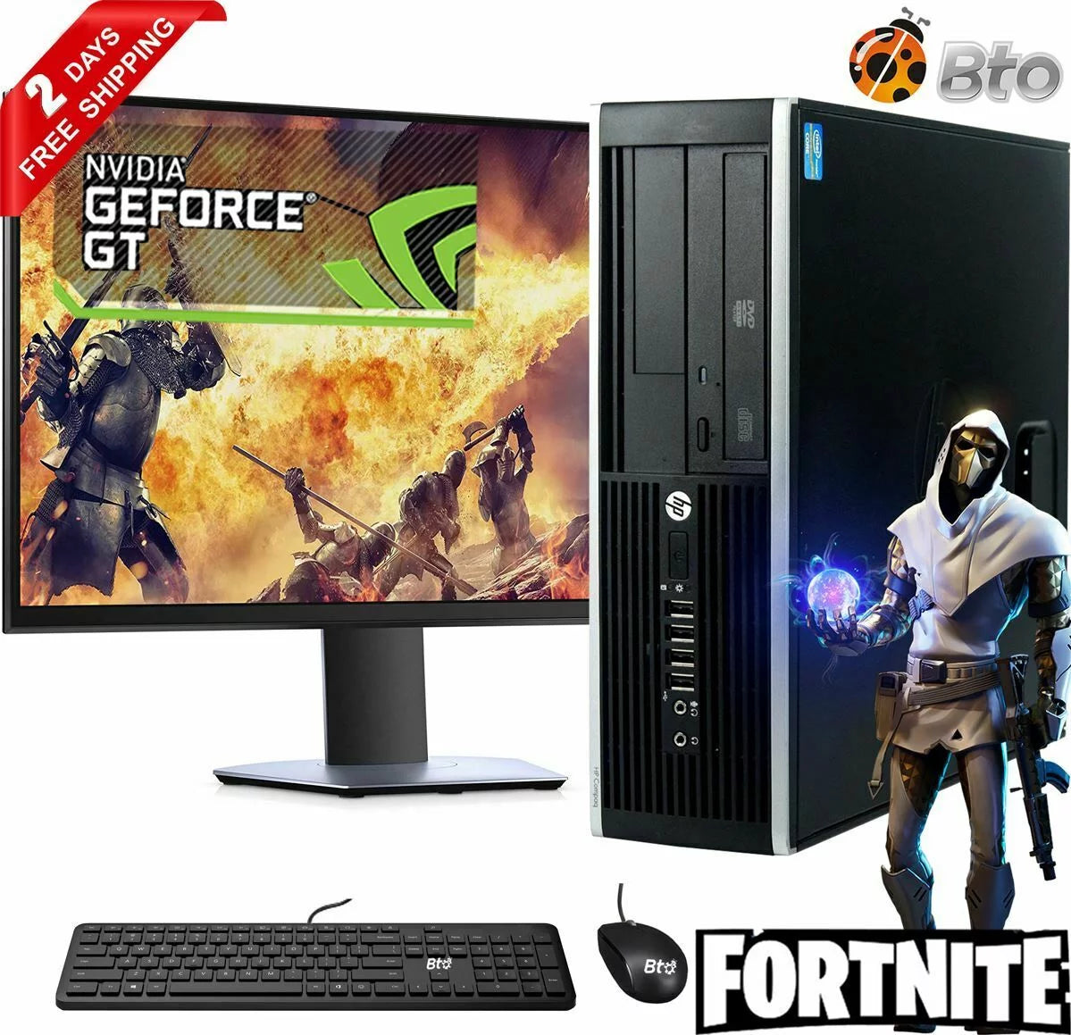 Restored Desktop PC Intel Core i5 16GB Ram 500GB Hard Drive 240GB SSD NVIDIA GeForce GT 1030 DDR5 24 inch LCD WiFi Windows 10 I352434