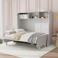 Antique White Full Size Murphy Bed with Desk and Storage Shelves N873251