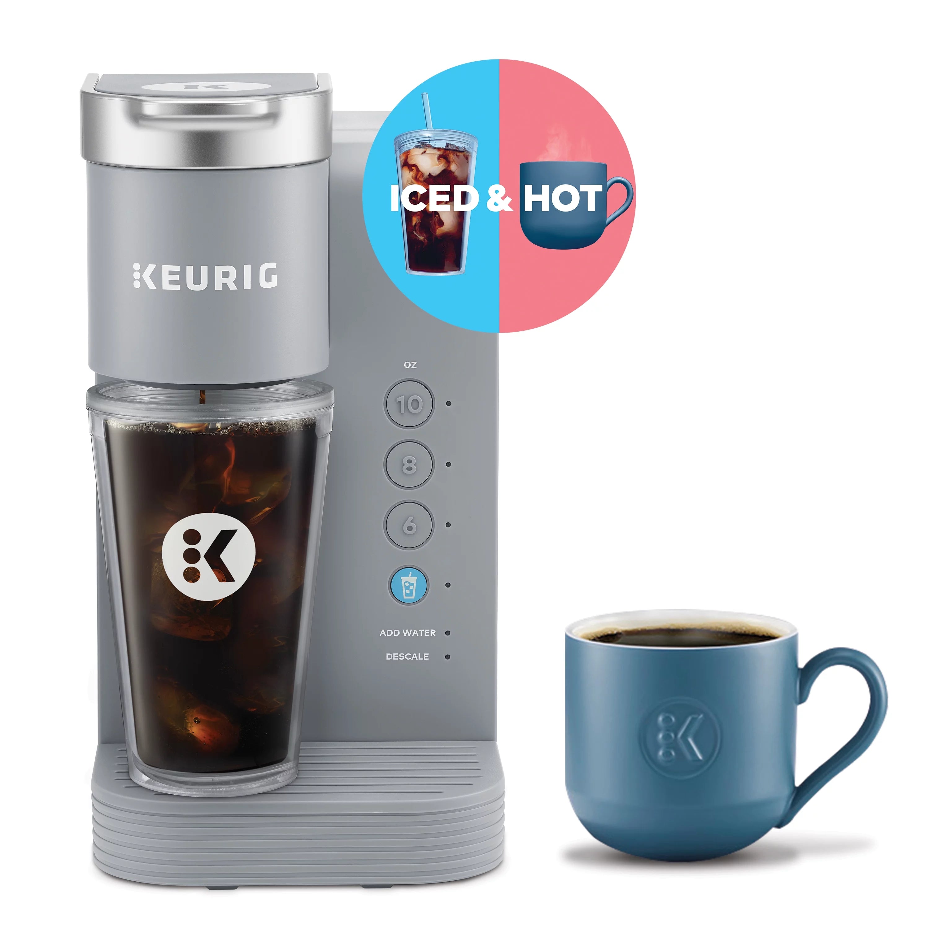 Gray Iced and Hot Single-Serve K-Cup Pod Coffee Maker H131