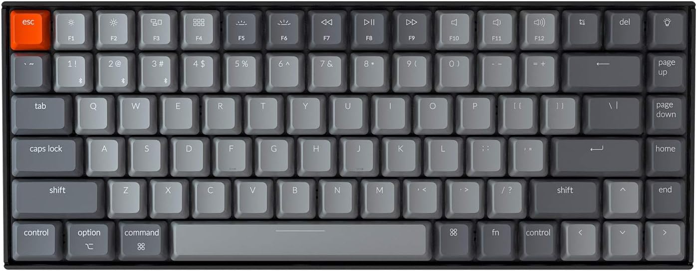 75% Layout Bluetooth Wireless Mechanical Keyboard with Brown Switch White LED Backlit USB C 84 Keys U868