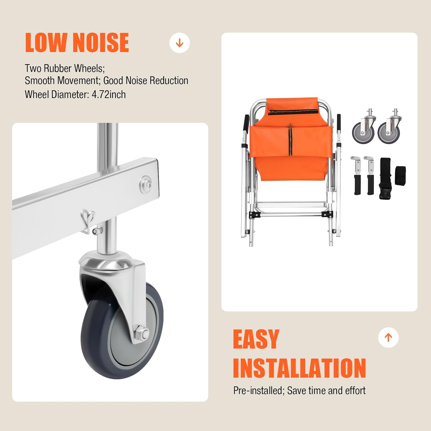 Orange Foldable Transport Wheelchair G6097