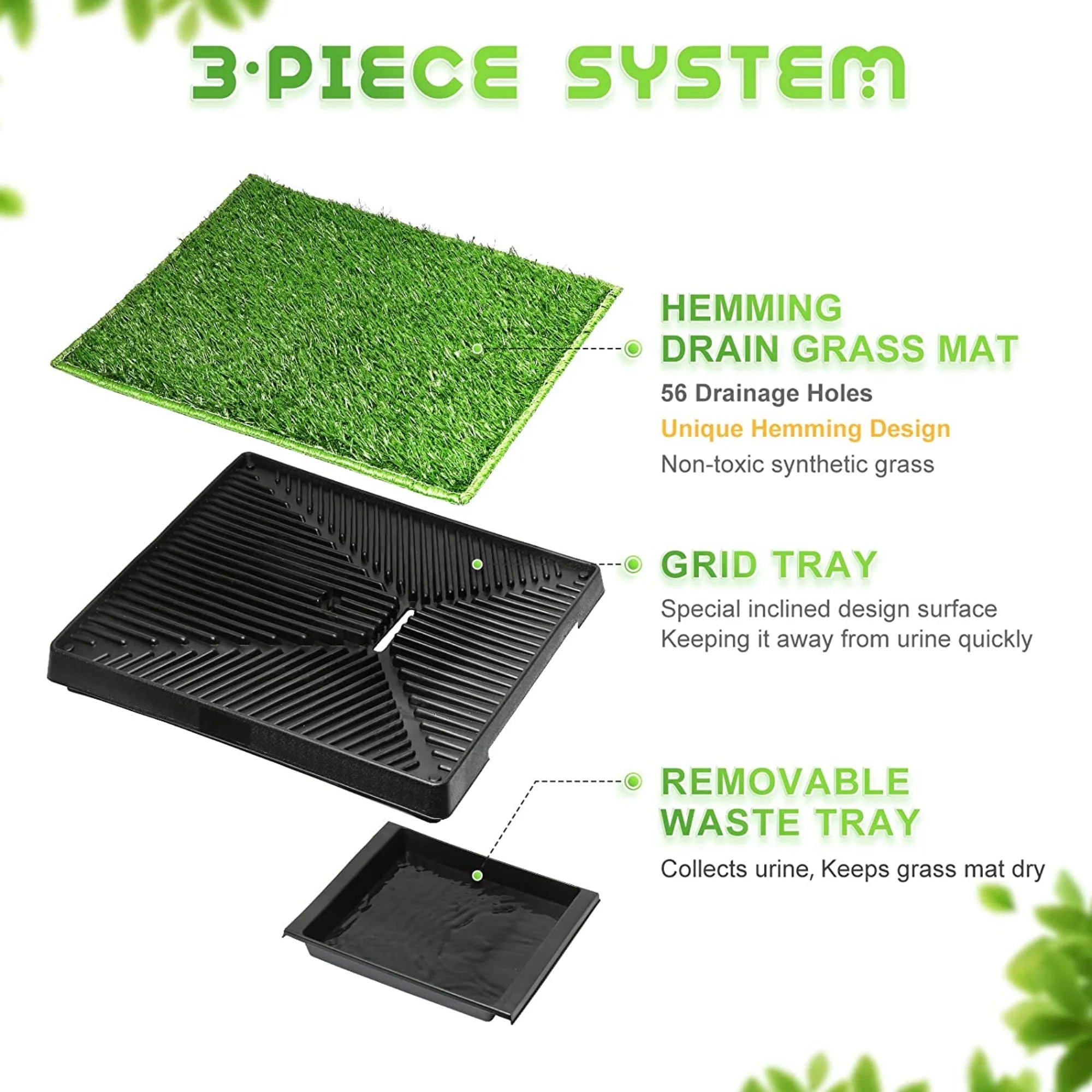25''x20'' Artificial Turf Dog Toilet with Removable Waste Tray D35807