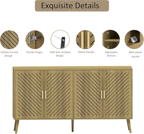 4 Doors Wood Sideboard Cabinet with Adjustable Shelves O16856