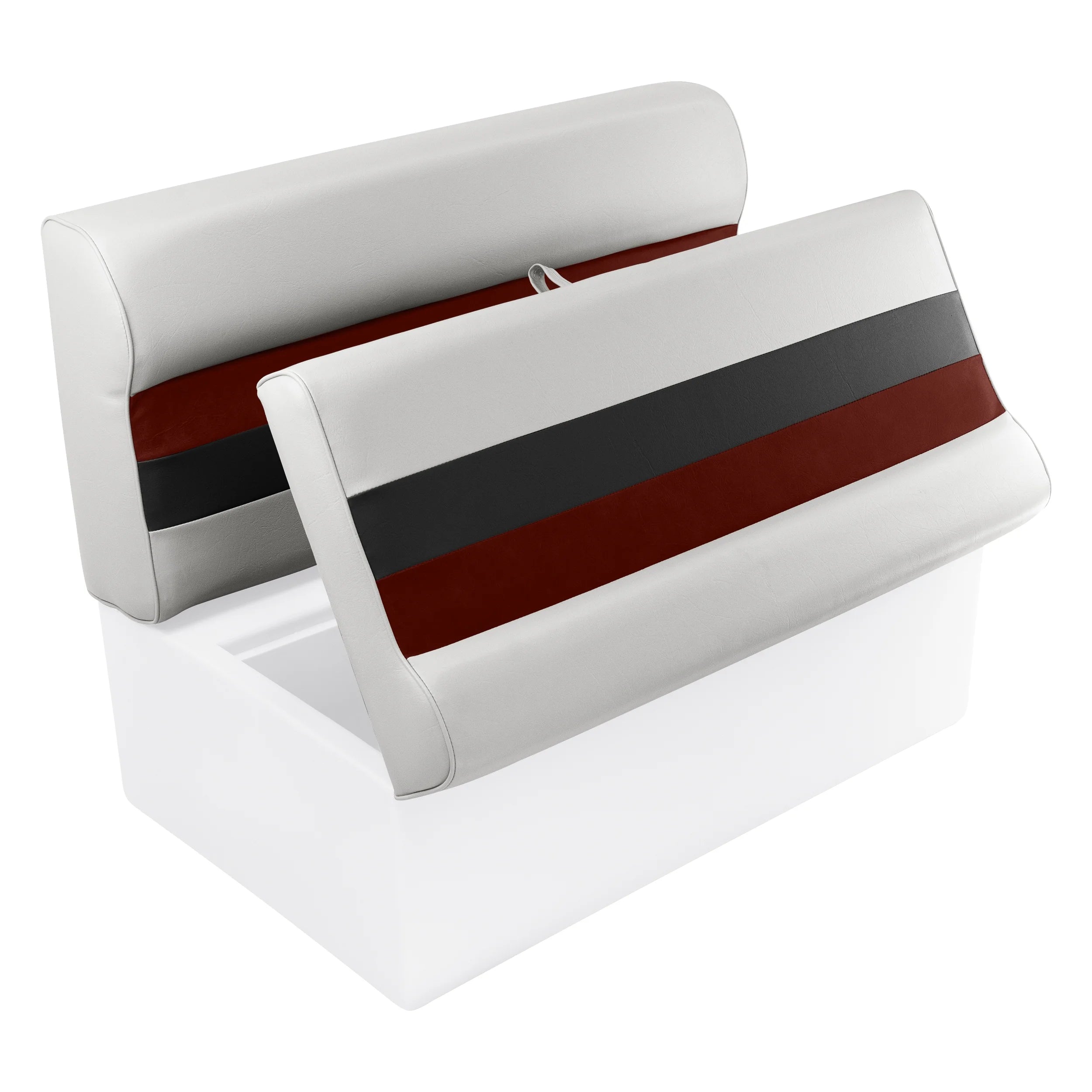 White/Red/Charcoal Pontoon Bench Seat and Backrest Cushion Set S8432