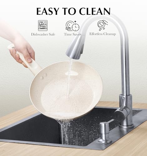 White 10 Inch Nonstick Marble Frying Pan R641
