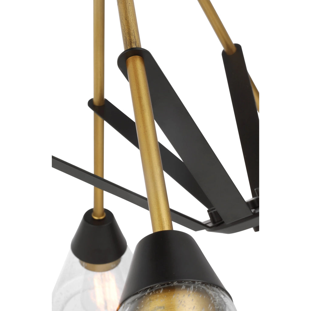 Matte Black 8 Light Chandelier with Clear Seeded Glass N207404