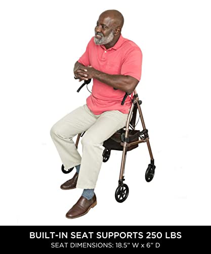 Short Foldable 4-Wheel Rolling Walker with Seat and Locking Brakes Q60871