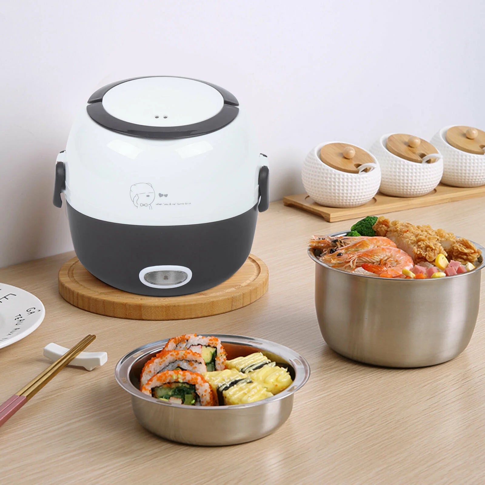 1.3L 2 Layers Electric Rice Cooker Stainless Steel Q865