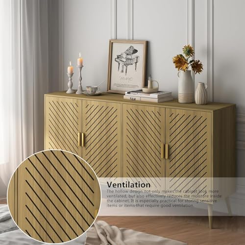 4 Doors Wood Sideboard Cabinet with Adjustable Shelves O16856