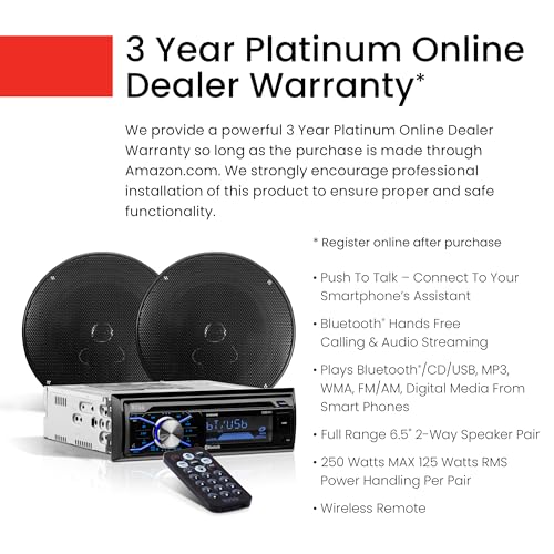 Single Din Bluetooth Car Stereo with 6.5 Inch 2 Way Speakers K315575