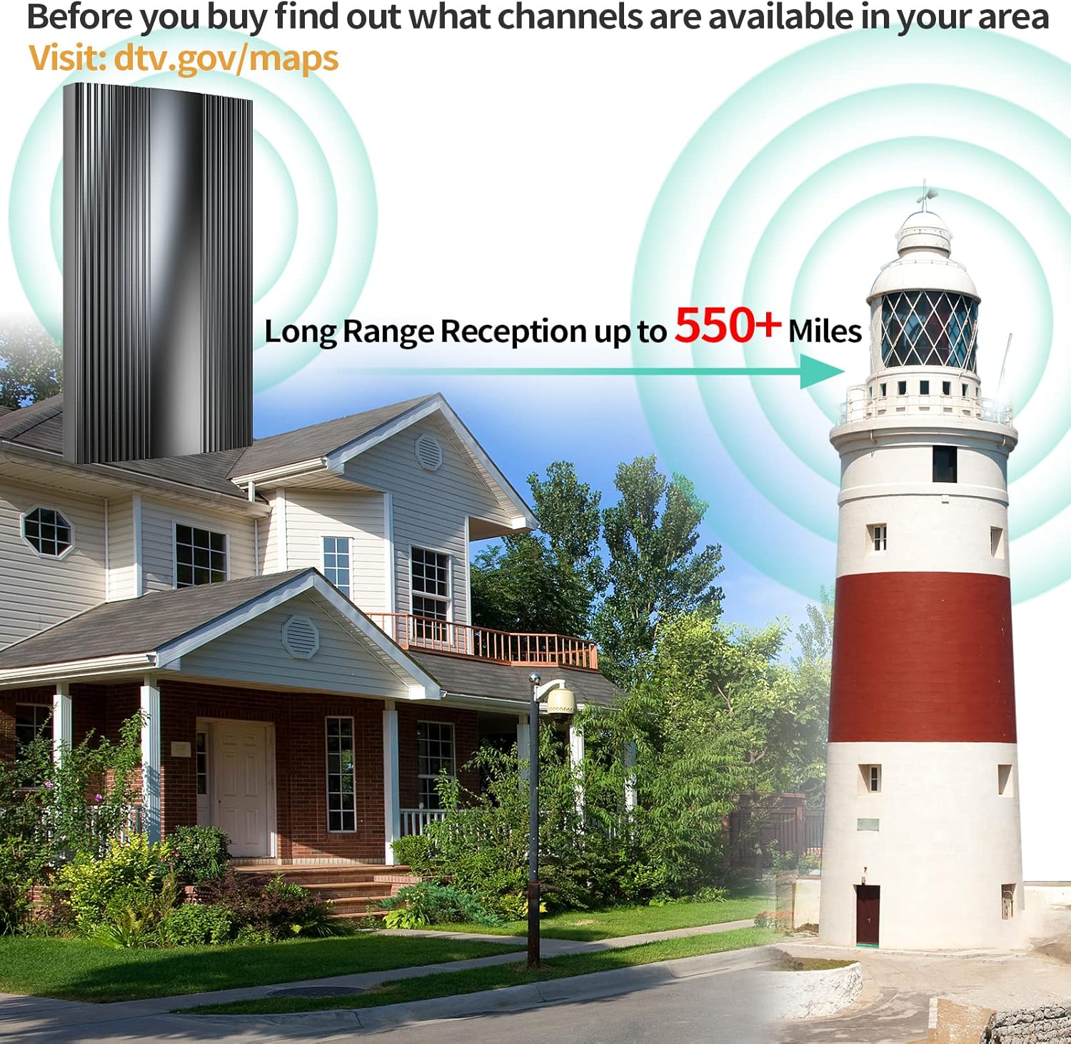 TV Antenna with Amplifier Signal Booster & 33FT Coaxial Cable F521