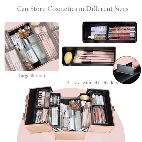 10 Inch Portable Makeup Train Case with Lockable W4695