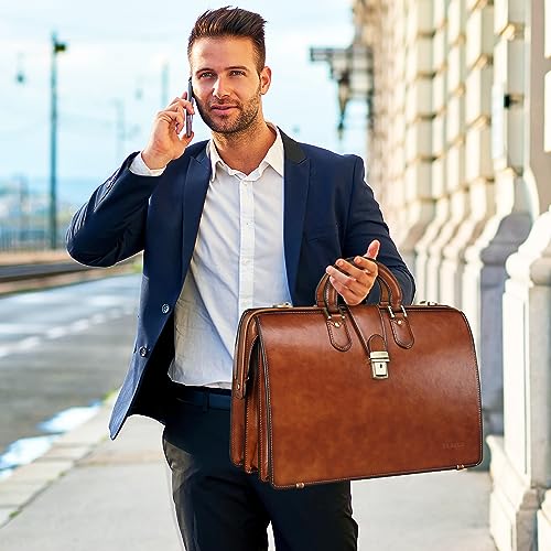 Vintage Leather Briefcase 15.6 Inch Work Bag T408