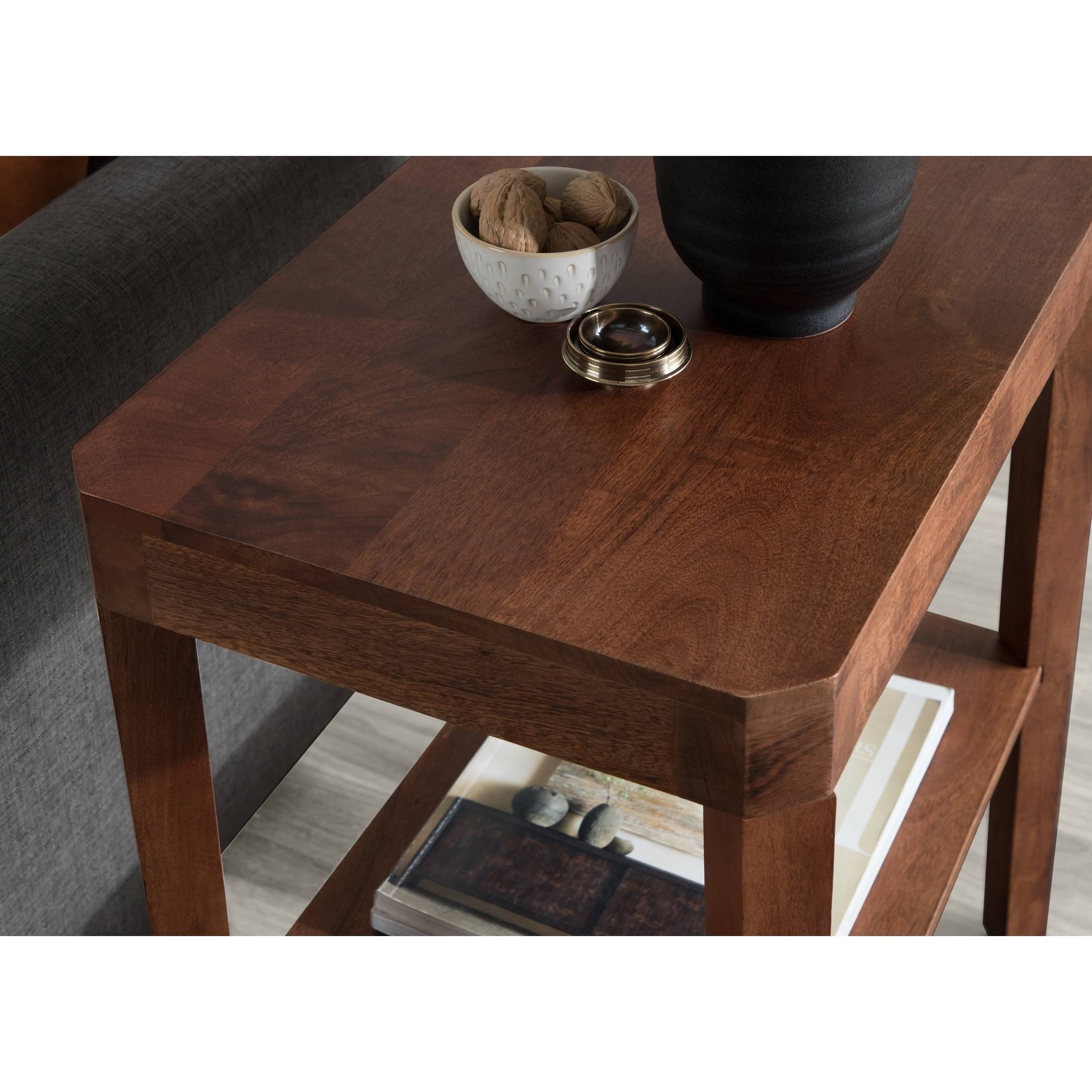 Walnut Brown Wood Side Table Y3875