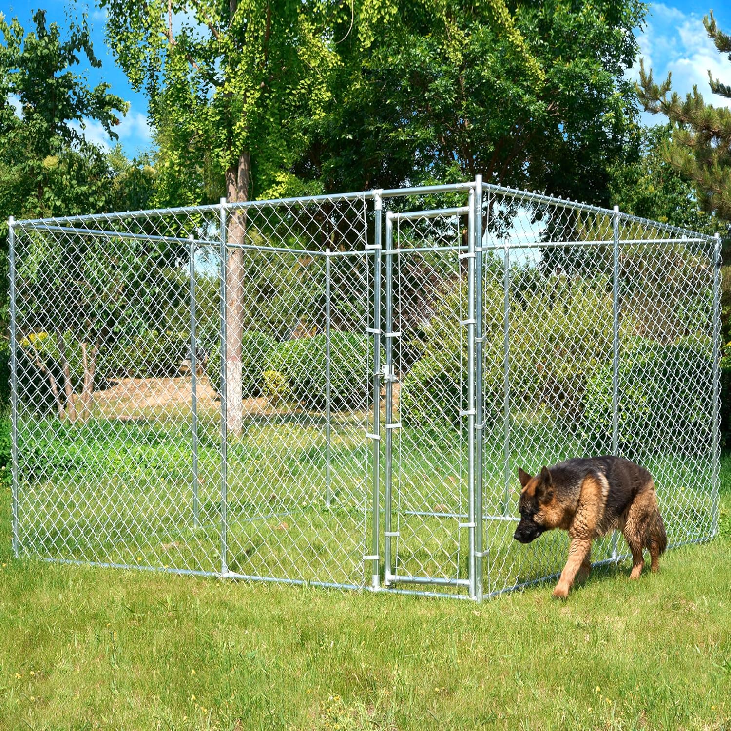 Large Dog Kennel Outdoor Heavy Duty Galvanized Chain Link Metal Dog Pen Enclosure K29900