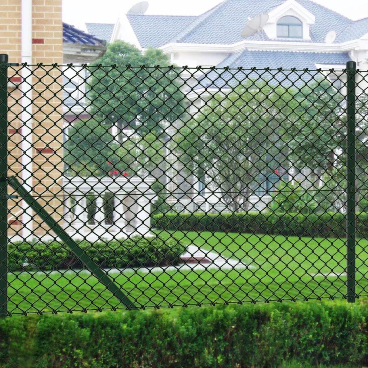 Green Steel Chain Link Fence with Posts 3x22 x 82 Z9878