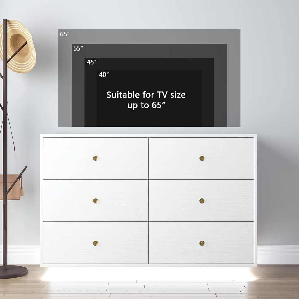 White 6 Drawer Dresser U82011