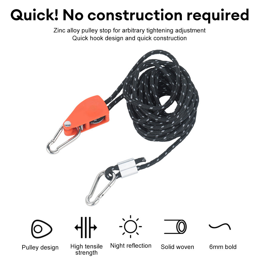 Camping Rope with Ratchet Pulley Guy Lines Q22916