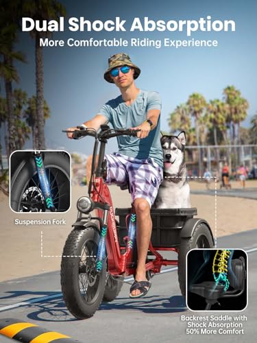 Electric Trike with 750W Motor, 48V 18AH Battery, 20" Fat Tire, Large Basket N68198
