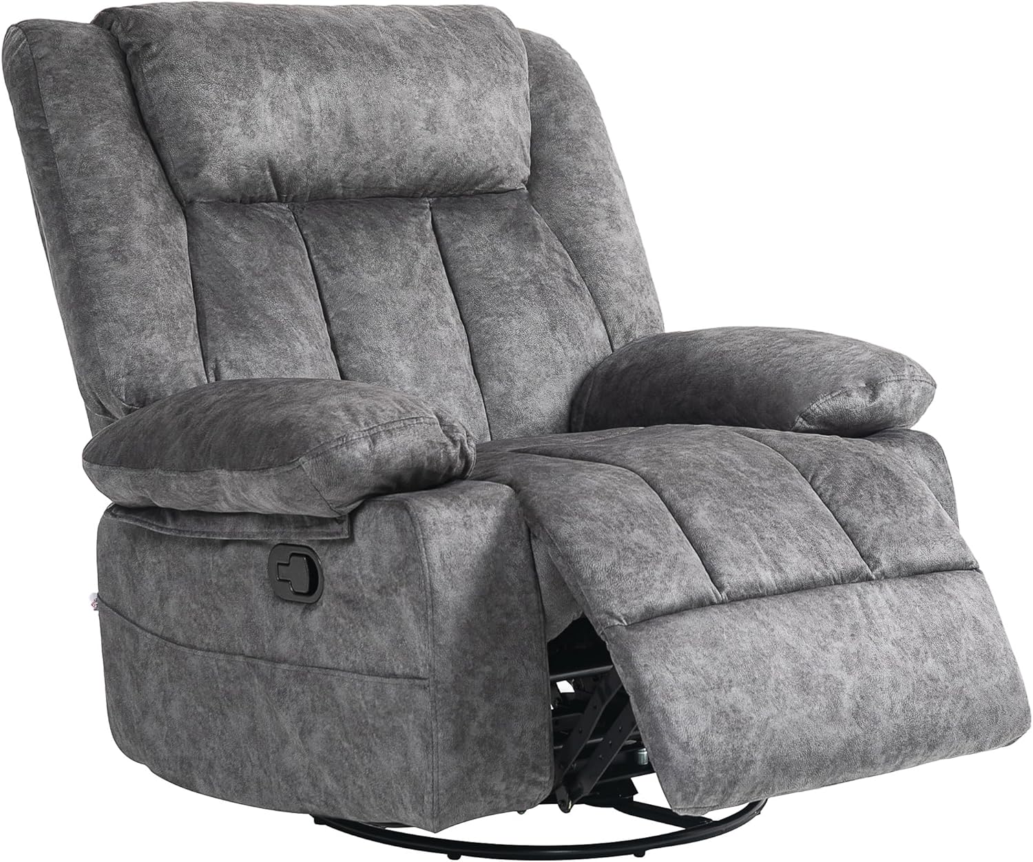 Gray Swivel Rocker Recliner Chair with Side Pockets and Metal Base Z2758