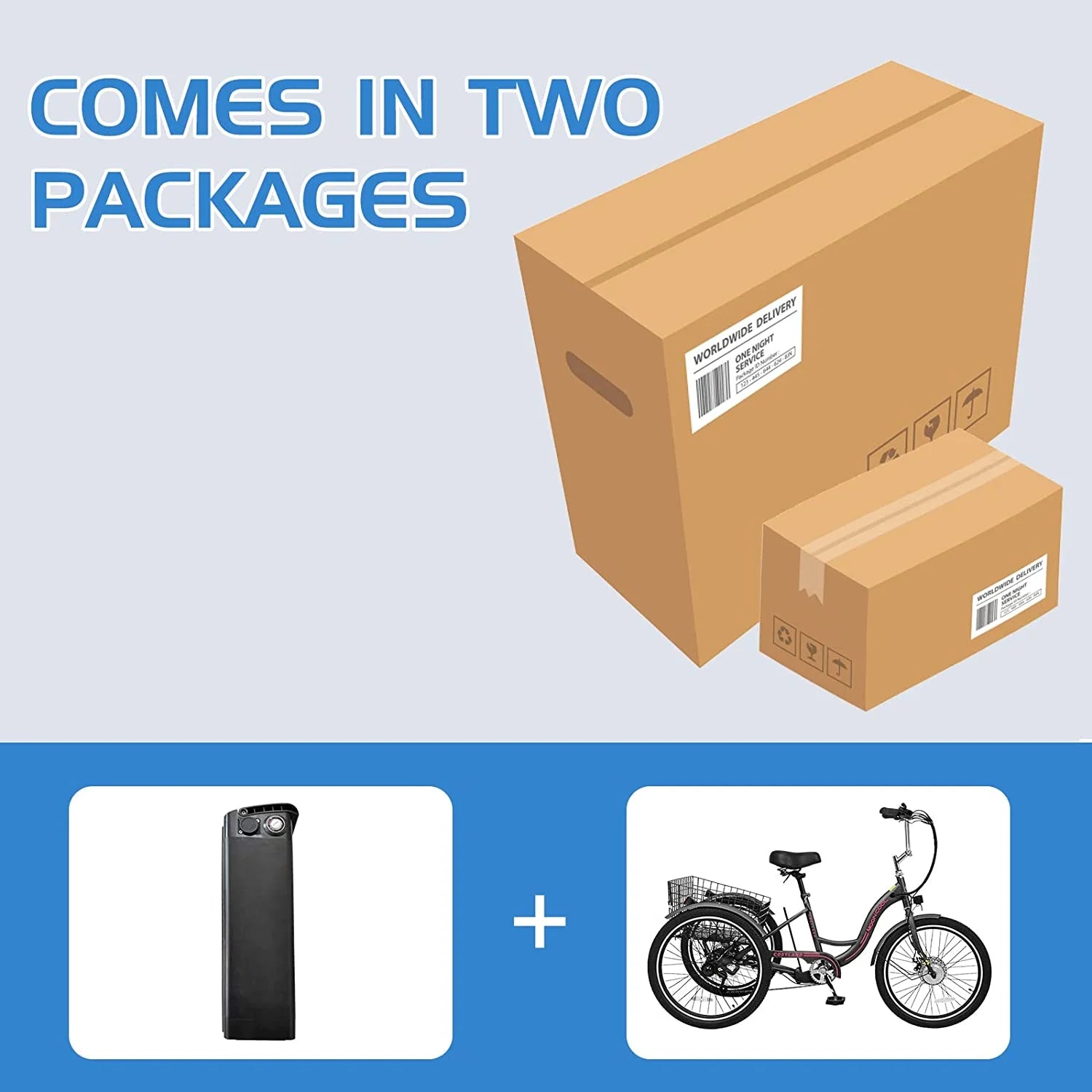 Electric Trike, 7 Speed 24"/26" 3 Wheel Electric Bicycle with 36V 14.5Ah Lithium Battery F573