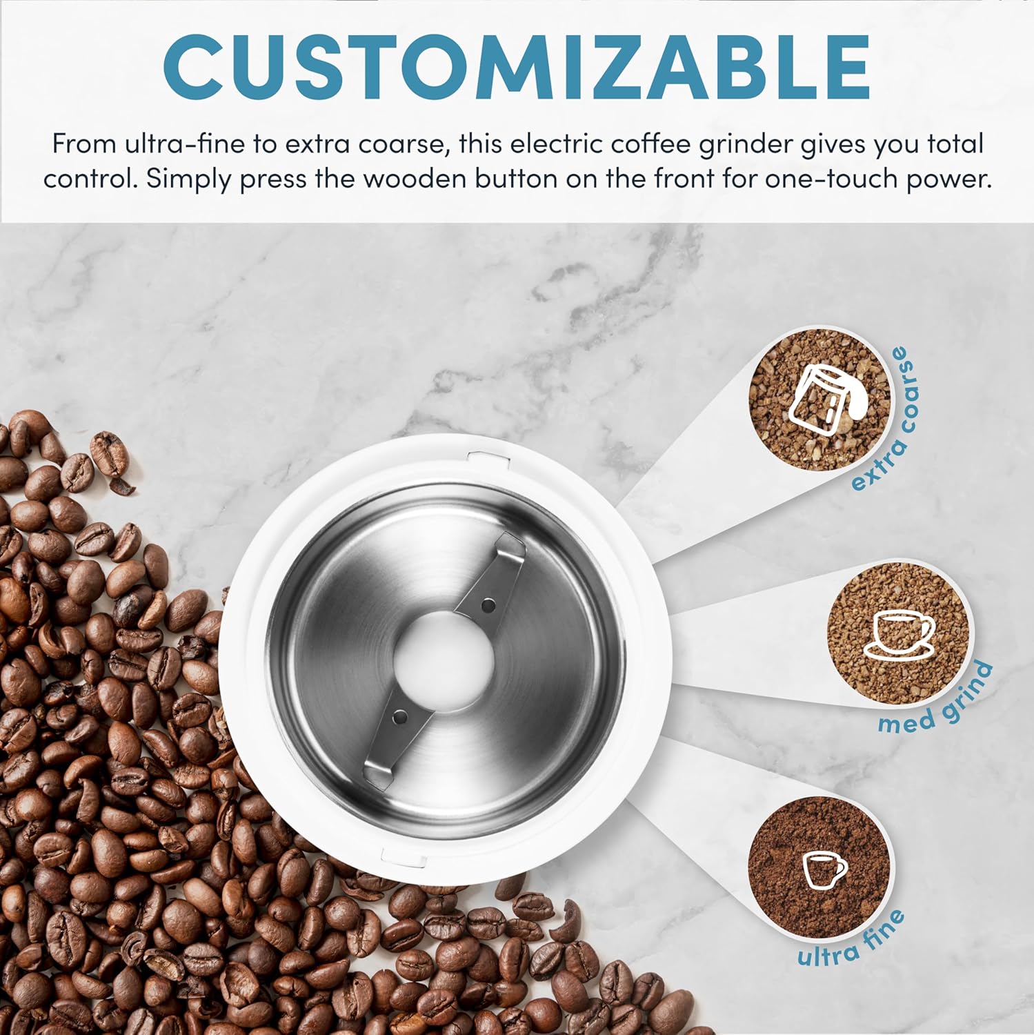 White 40g Mini Electric Coffee Grinder B392